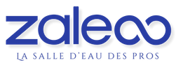 Logo de Zaleoo, "la salle d'eau des pros", en bleu sur fond blanc.