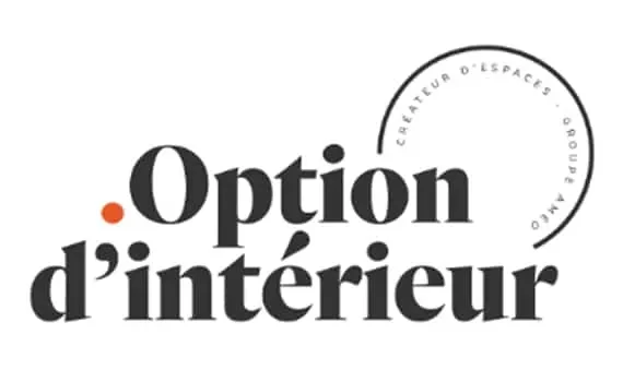 Logo de "Option d'intérieur" avec un design moderne et une typographie élégante.
