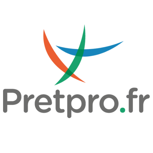 Logo de Pretpro.fr avec des couleurs vives et un design stylisé en forme de croix.